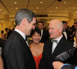 Michael Ignatieff and Jack Layton (and Olivia Chow) at the 2009 Dragon Ball in Toronto. 