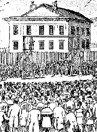 Hanging of Lount and Matthews Execution of Samuel Lount and Peter Matthews for their roles in the Canadian Rebellions of 1837, Toronto, April 12, 1838. Rebellion leader William Lyon Mackenzie had managed to escape to exile in the United States. He returned to Canada in 1849, after the principle that Canadian governments were responsible to the majority in the elected Legislative Assembly had finally been secured.