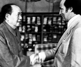 Liberal prime minister Pierre Trudeau meets Mao Zedong, China's ultimate leader, in October 1973 during China's historic opening to the West.