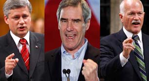 Three amigos NOT Stephen Harper (l), Michael Ignatieff (c), and NDP leader Jack Layton (r). Photograph by: Chris Wattie, Reuters. You might be excused if your answer to the question “which of these three men would you like to see as Canadian prime minister” was none of the above? But Mr. Layton is apparently the one gaining ground at the moment.