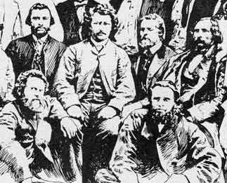 Louis Riel and associates in Red River Settlement, 1870. C. W. Jefferys.