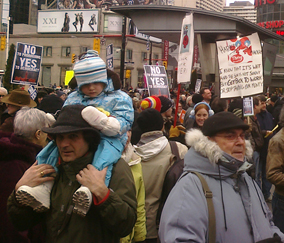 Some demonstrators in Toronto were so young they could not even spell “prorogue.” Photo WMW.