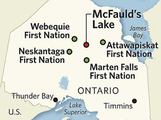 The Ring of Fire is an area of approximately 5,120 square kilometres around McFauld's Lake. TORONTO STAR GRAPHIC.