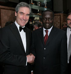 Michael Ignatieff (l) and Dr. Lamine Ba, President of the Africa Liberal Network and Vice President of Liberal International, at the 2009 Isaiah Berlin Lecture in London. 