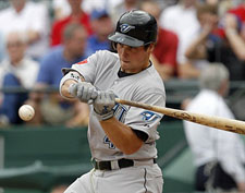 Tom Pennington at bat. Getty Images.