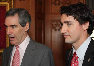 Michael Ignatieff with Justin Trudeau, April 2009 – from “Iggy’s Coronation Countdown,” Macleans.ca.