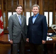 Hamish Marshall (l), formerly Manager of Strategic Planning in the Office of Prime Minister Stephen Harper, and now  Research Director, Public Affairs with Angus Reid Public Opinion. 