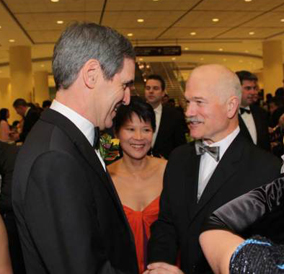 Michael Ignatieff and Jack Layton at the 2009 Dragon Ball in Toronto – with Jack’s wife Olivia Chow in the middle. They do look friendly here?