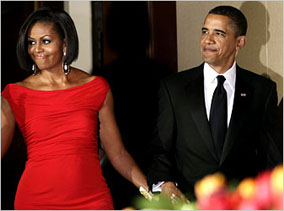 Mr. And Mrs. Obama, at the White House Correspondents’ Association dinner last Saturday. Yuri Gripas/Agence France-Presse – Getty Images. 