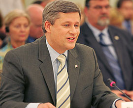 Stephen Harper appears before a Senate committee in September 2006, to urge “Senators to join Canada's New Government in bringing long overdue reform to their institution.”