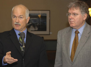 Federal NDP Leader Jack Layton (left) and St. John's East MP Jack Harris probably do have a point of principle on the Afghan detainee issue. But is it really worth, eg, precipitating a snap federal election over? Photograph by: Garry Hebbard, The Telegram.