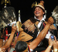 SA Newly elected Assembly of First Nations Grand Chief Shawn Atleo is lifted onto supporters' shoulders, July 2009. Photograph by: Ted Rhodes, Canwest News Service, Vancouver Sun.