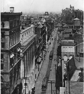  St. James Street, looking East, Montreal, QC, about 1910 – at the centre of the old Canadian financial metropolis.  