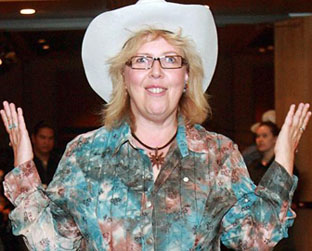 Green Party leader Elizabeth May – whose party has been doing surprisingly well in recent EKOS polls – enters Calgary Stampede President's Breakfast on Friday, July 9, 2010. Photo: Ted Rhodes, Calgary Herald.