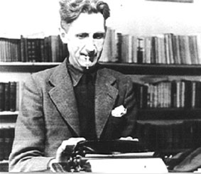  George Orwell, hard at work writing his books.